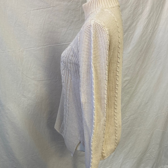 Women's Cotton Fisherman Cream Sweater - Picture 2 of 7